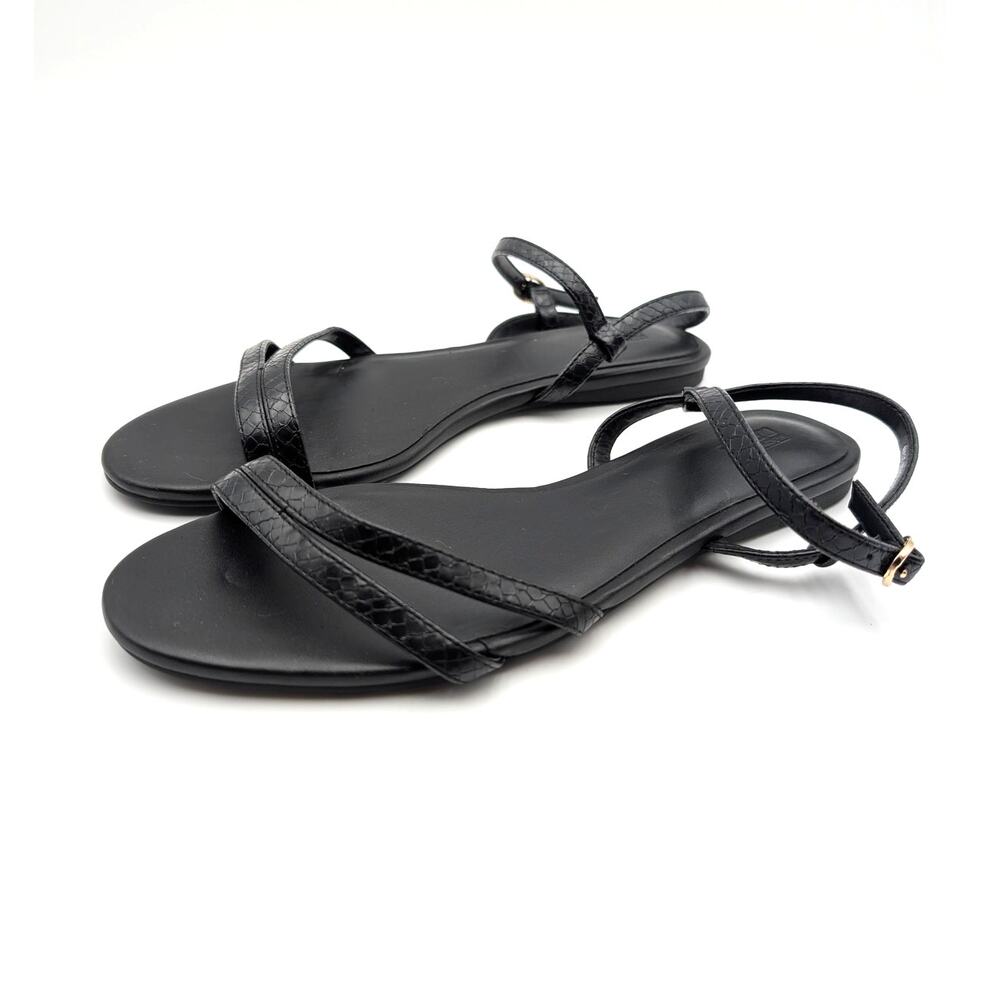 Nordstrom Rack Paros Strappy Flat Sandal Women's Black Size US7.5M EU38